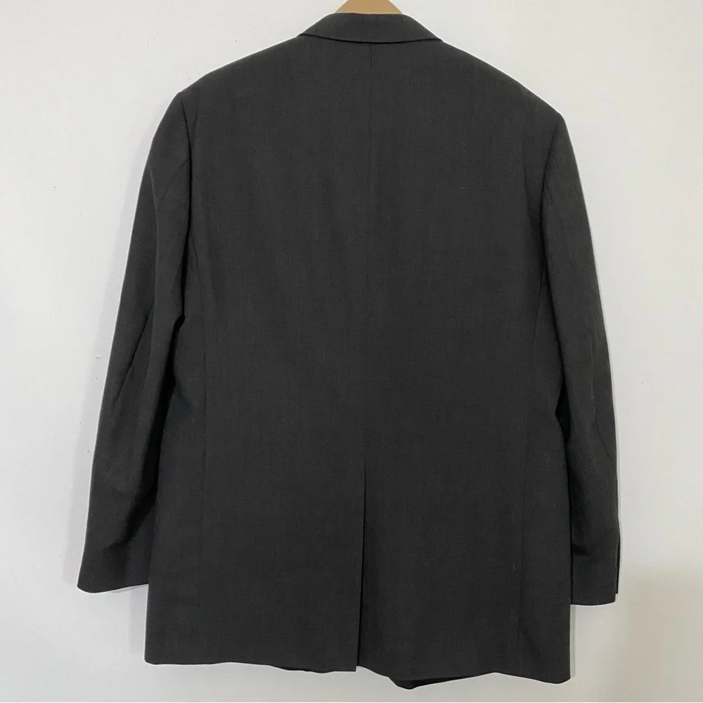 Stafford Men's Suit Jacket Size 46L Dark Charcoal Gray 55%Polyester 45% Wool